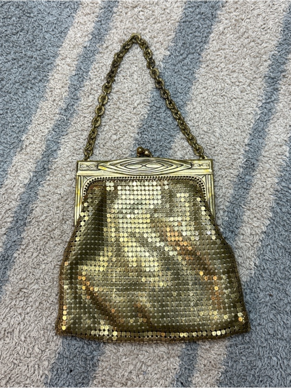 Vintage Whiting & Davis Mesh Gold Sequin Evening Handbag